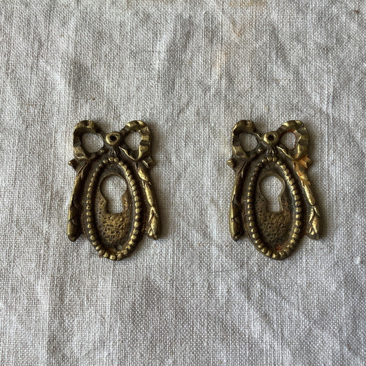 A set of Two matching Antique Brass Keyhole Cover made in France in the 1900s