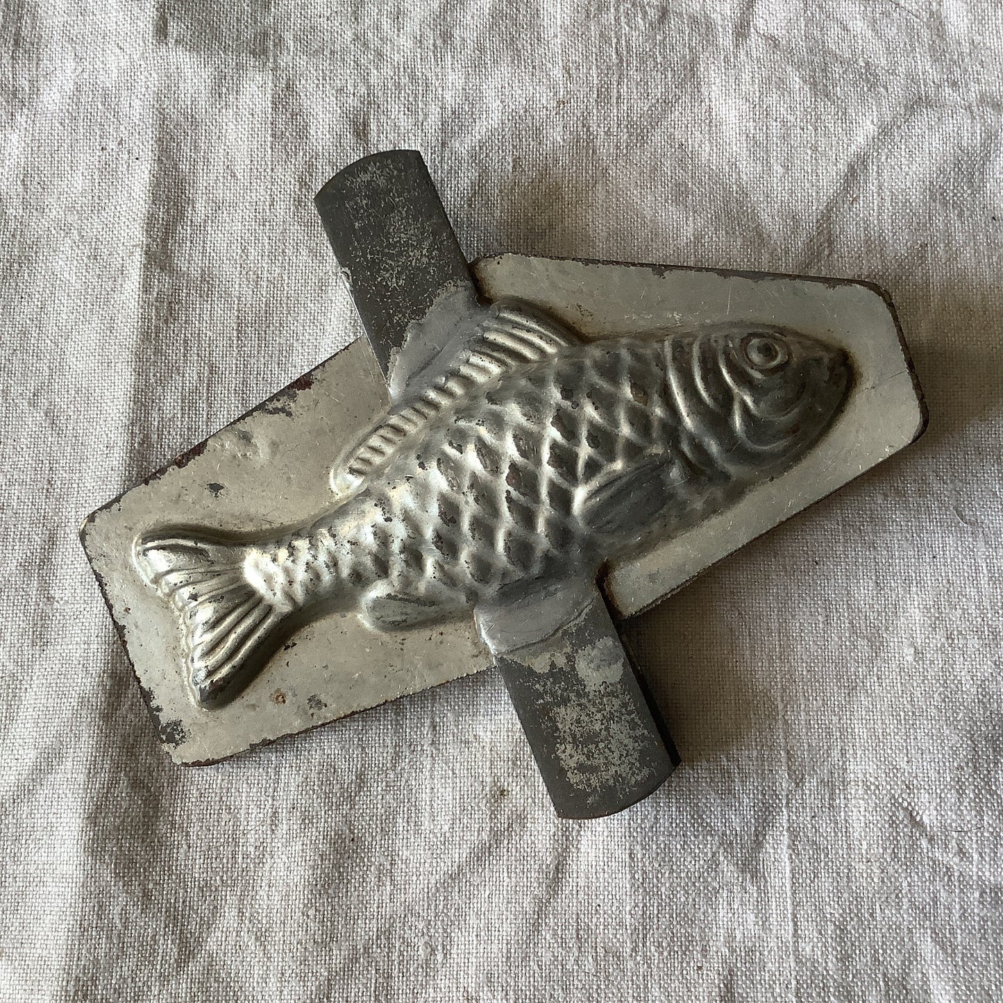 Antique 1940s Small chocolate Fish mould / mold metal cast, made in a France  professional chocolaterie Matfer