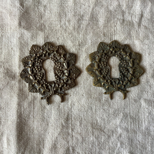 A set of Two matching Antique Brass Keyhole Cover made in France in the 1900s