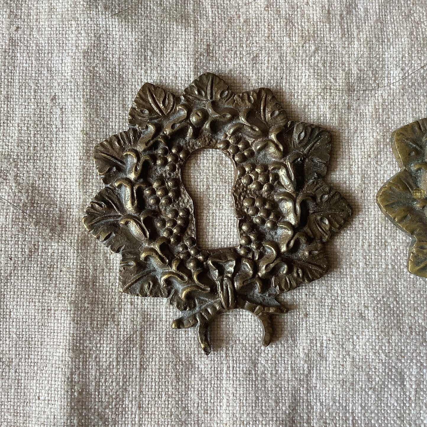 A set of Two matching Antique Brass Keyhole Cover made in France in the 1900s