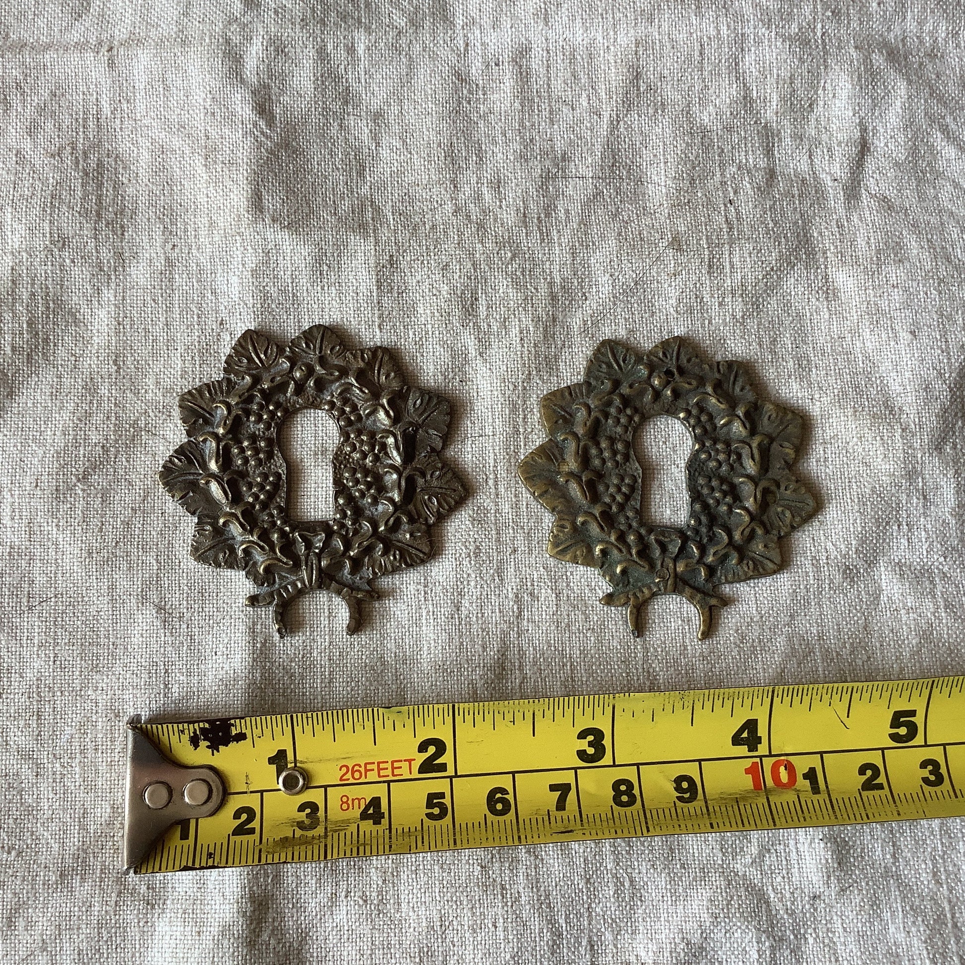 A set of Two matching Antique Brass Keyhole Cover made in France in the 1900s