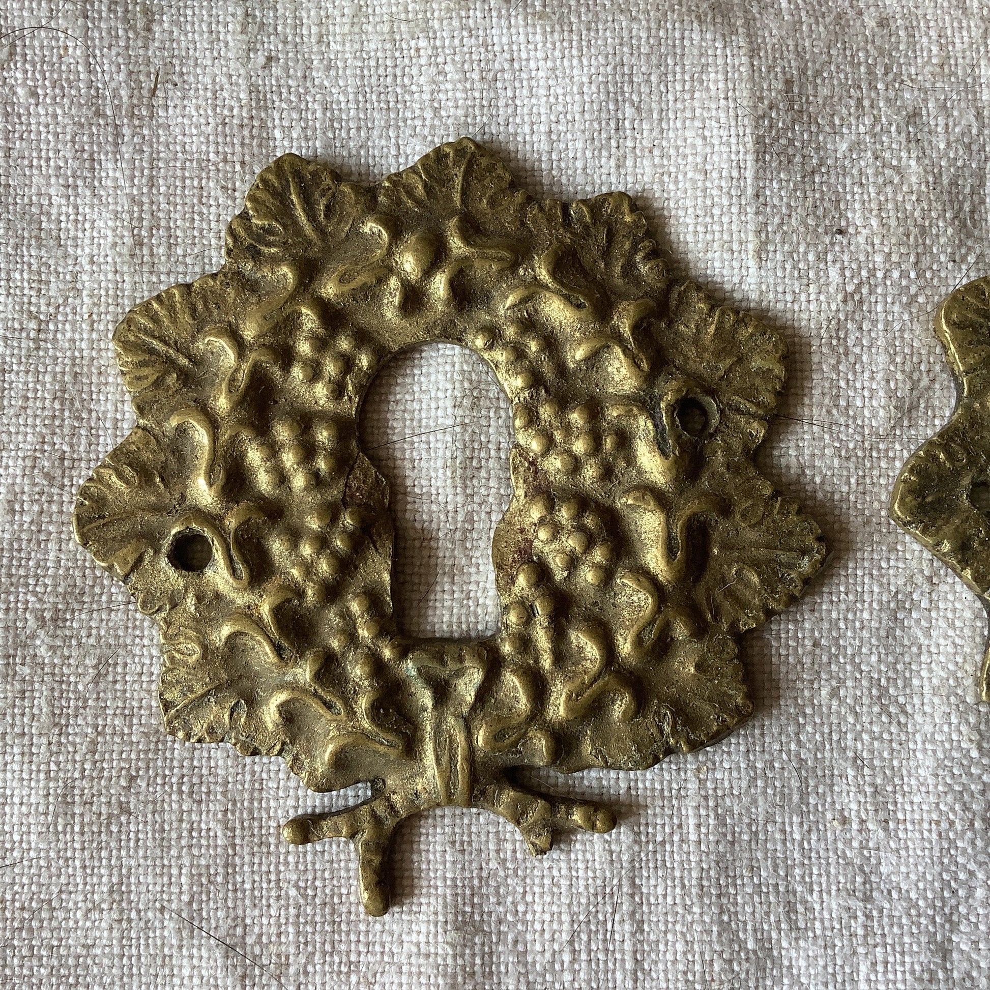 A set of Two matching Antique Brass Keyhole Cover made in France in the 1900s