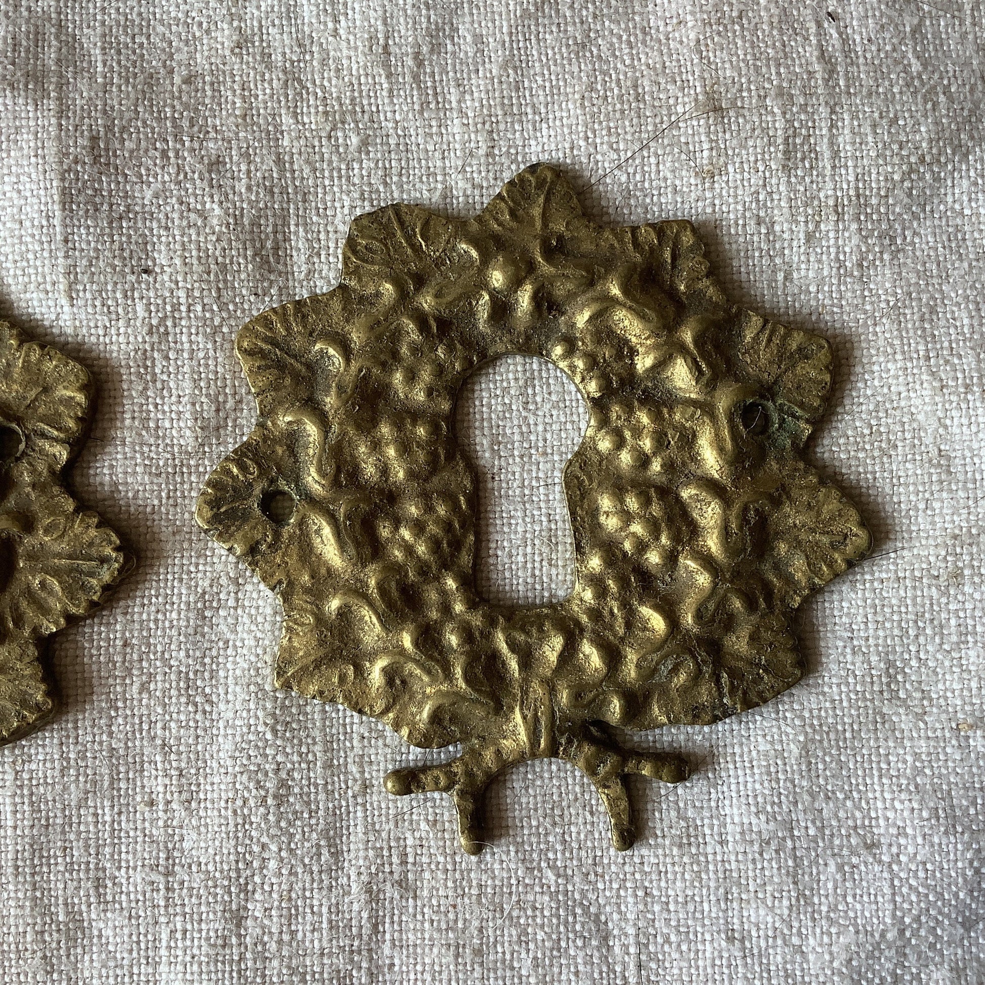 A set of Two matching Antique Brass Keyhole Cover made in France in the 1900s