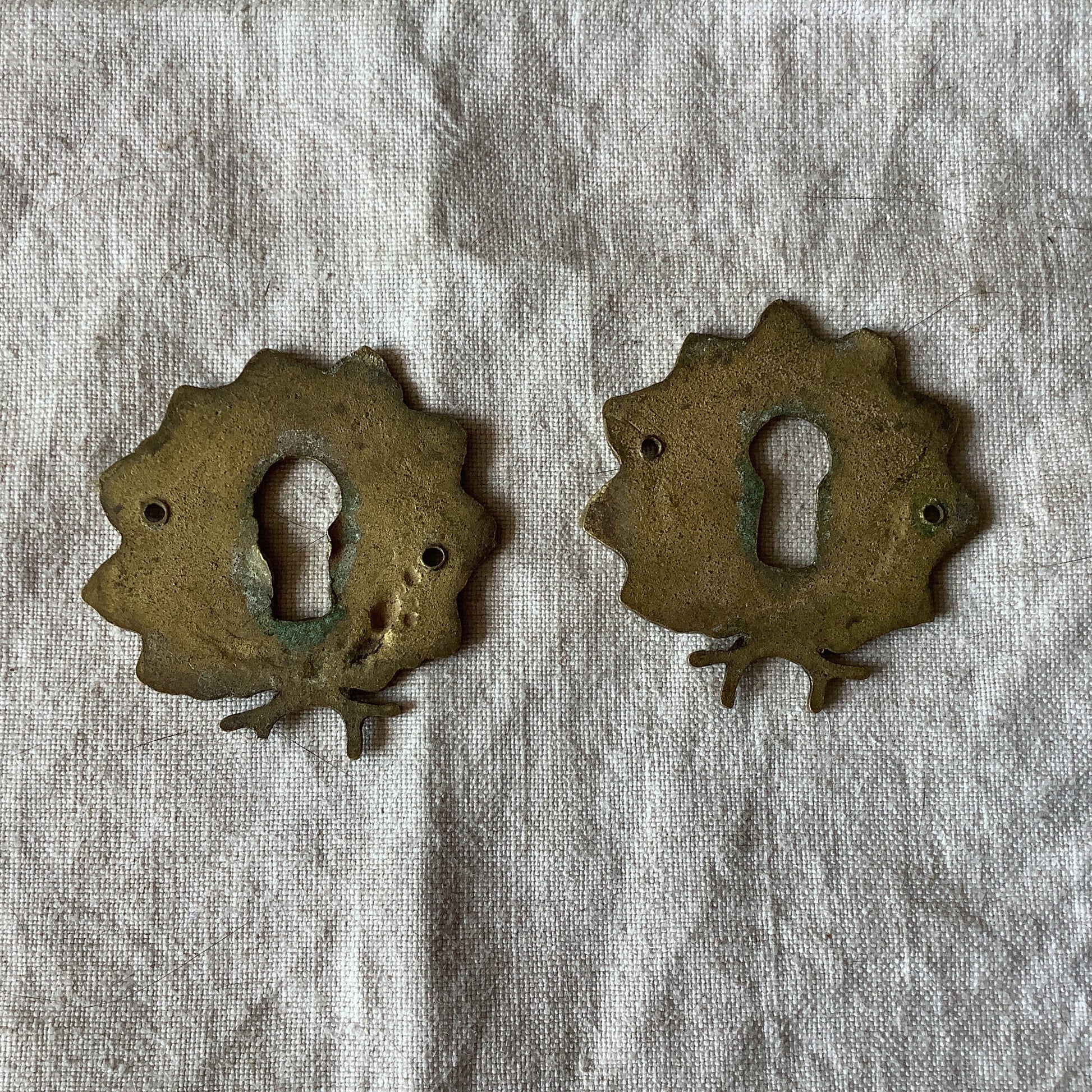 A set of Two matching Antique Brass Keyhole Cover made in France in the 1900s