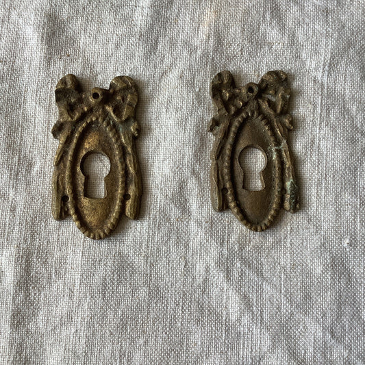 A set of Two matching Antique Brass Keyhole Cover made in France in the 1900s