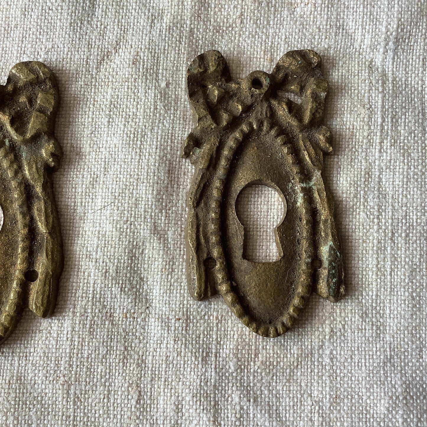 A set of Two matching Antique Brass Keyhole Cover made in France in the 1900s