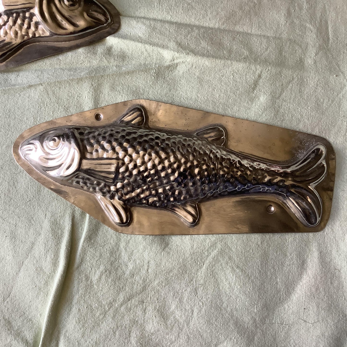 Antique 1950s large chocolate Fish Pike mould / mold metal cast, made in a France  professional chocolaterie no name or number