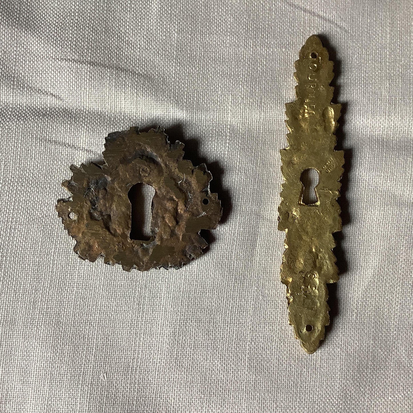 Two  Antique Brass Keyhole Cover made in France in the 1900s