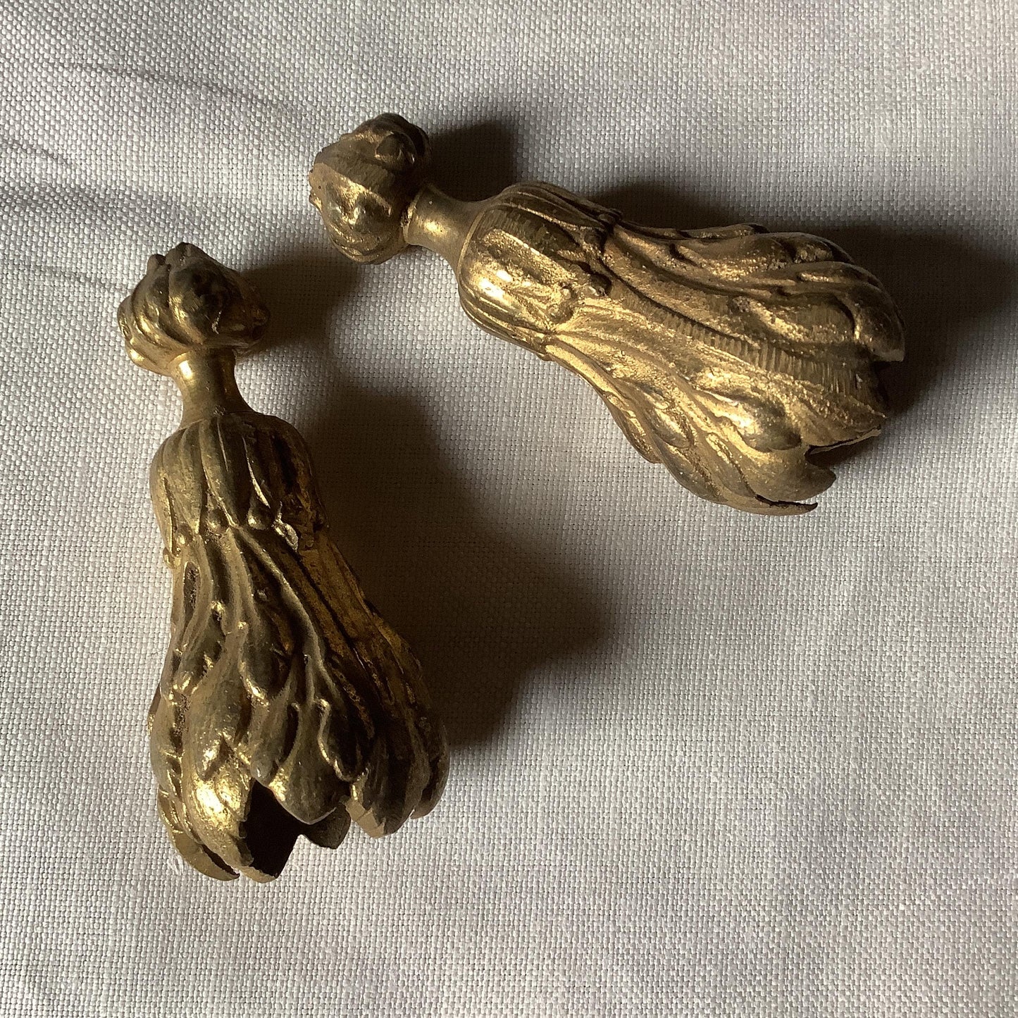 Antique 1900s Large Pair of Quality Gilt Brass Ormolu Two matching Curtain Cord Pulls made in France