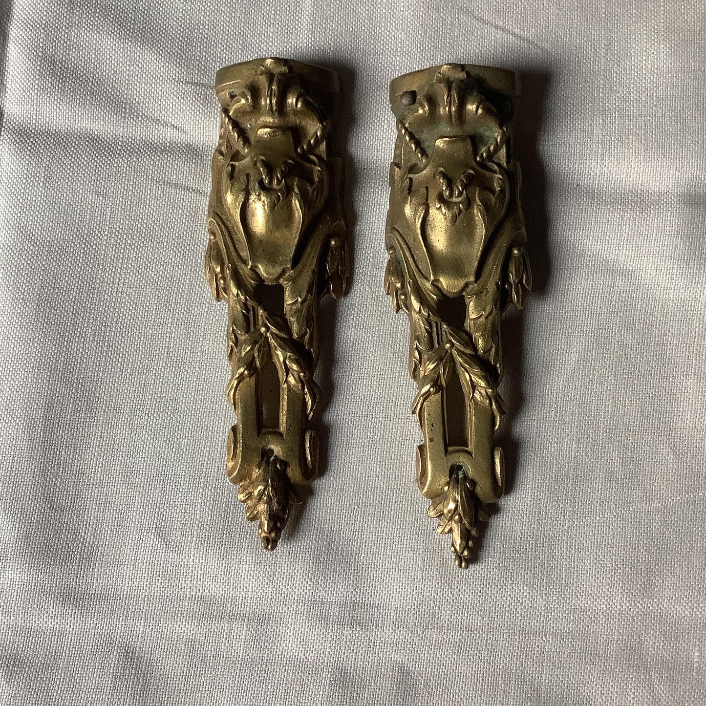 Antique French Ormolu Brass Classical Decorative Hardware Furniture 1900s Two  pieces