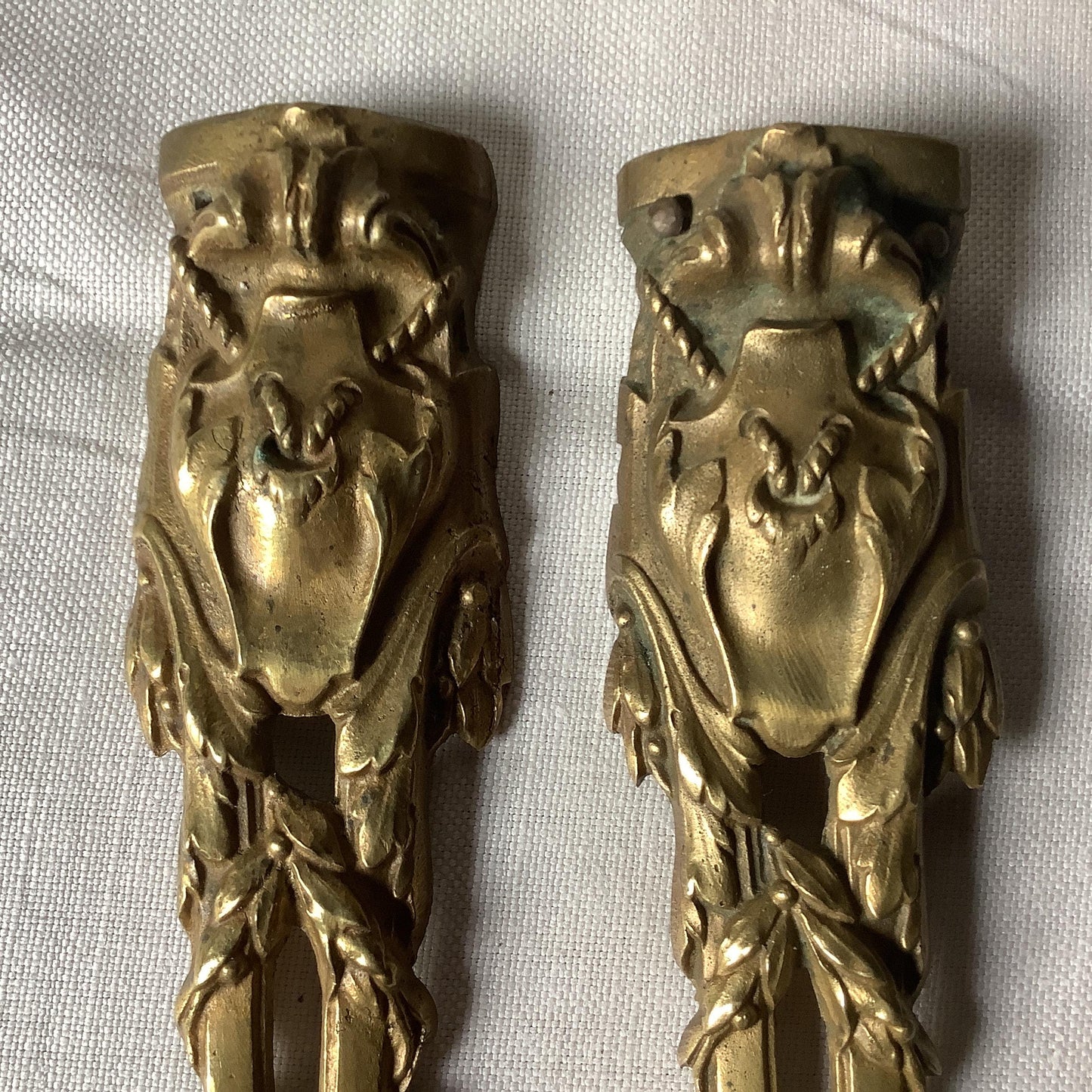 Antique French Ormolu Brass Classical Decorative Hardware Furniture 1900s Two  pieces