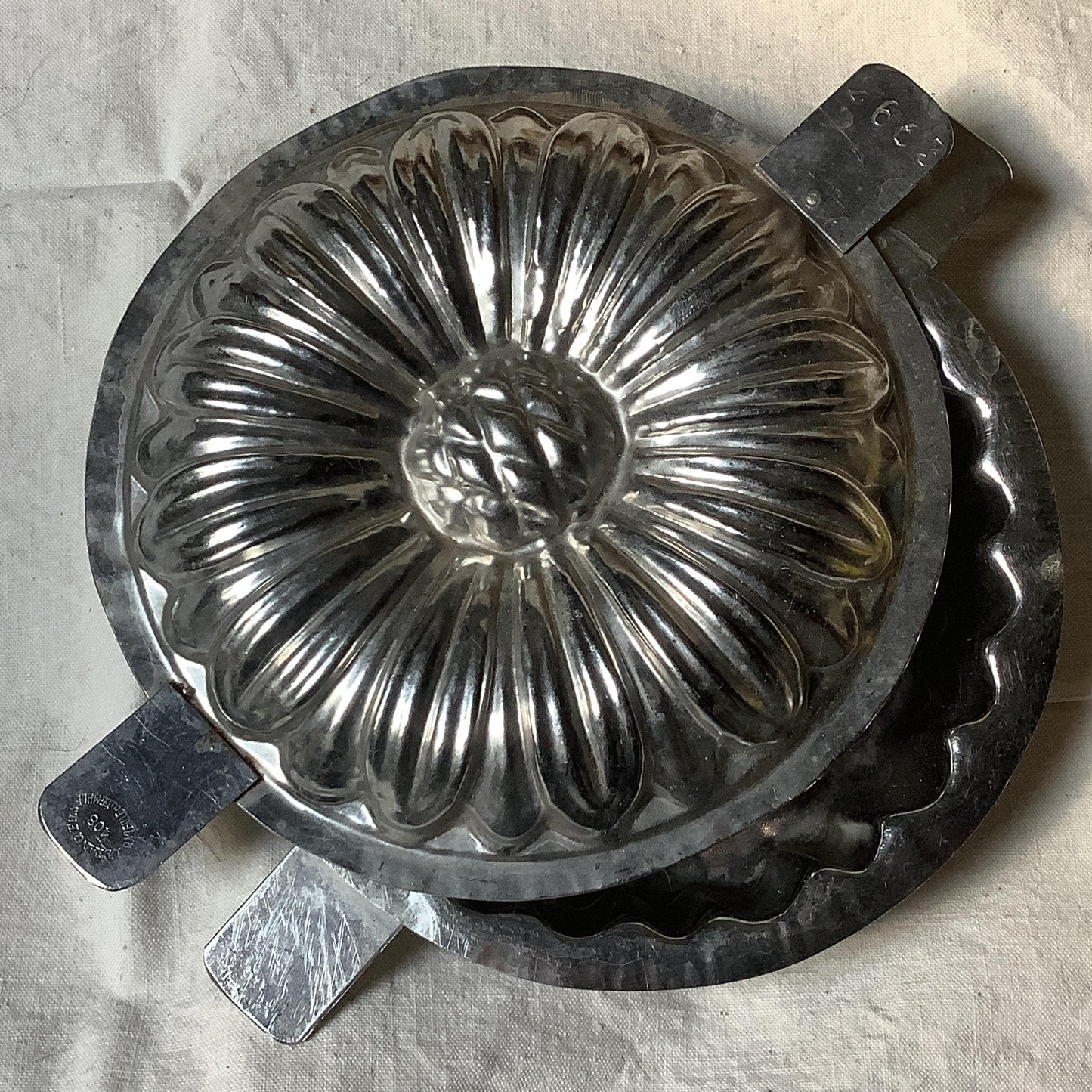 1950s  medium sized chocolate candy pie shaped mould / mold made in a France Easter professional mould by Matfer 12 cm inoxydable