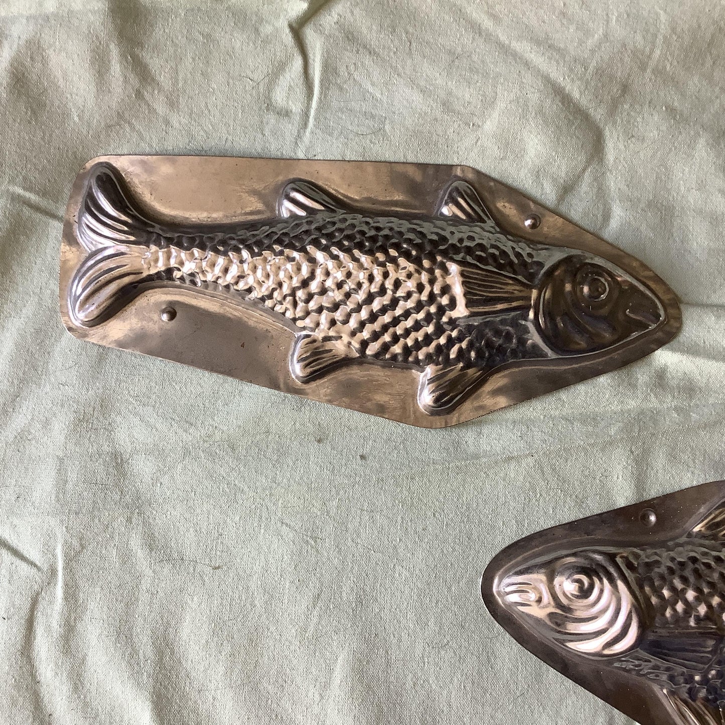 Antique 1950s large chocolate Fish Pike mould / mold metal cast, made in a France  professional chocolaterie no name or number