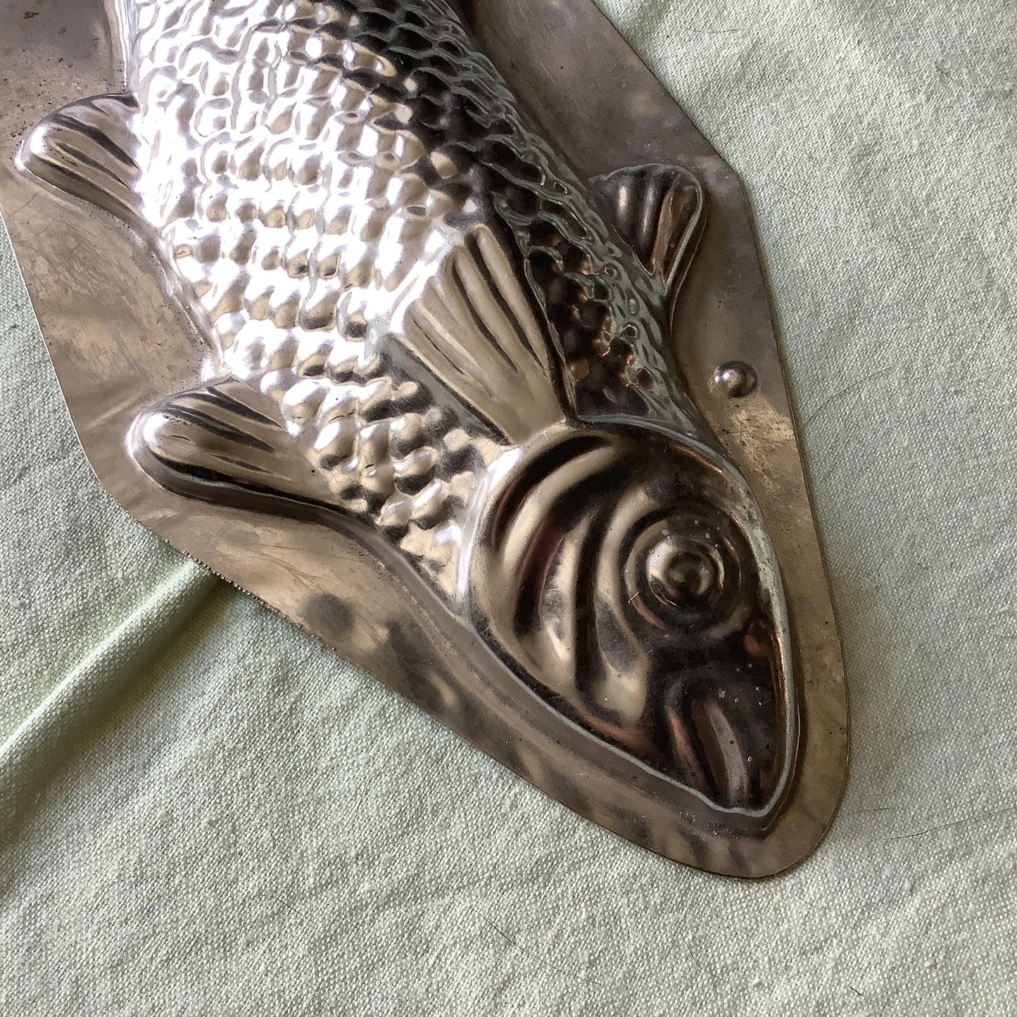 Antique 1950s large chocolate Fish Pike mould / mold metal cast, made in a France  professional chocolaterie no name or number