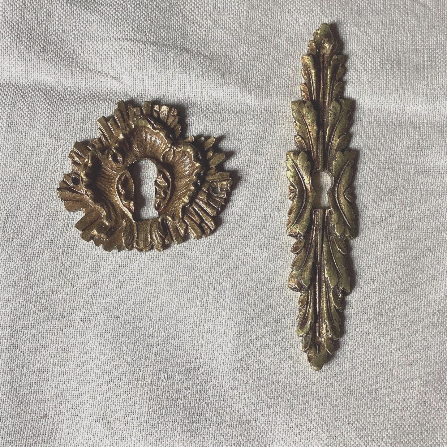 Two  Antique Brass Keyhole Cover made in France in the 1900s