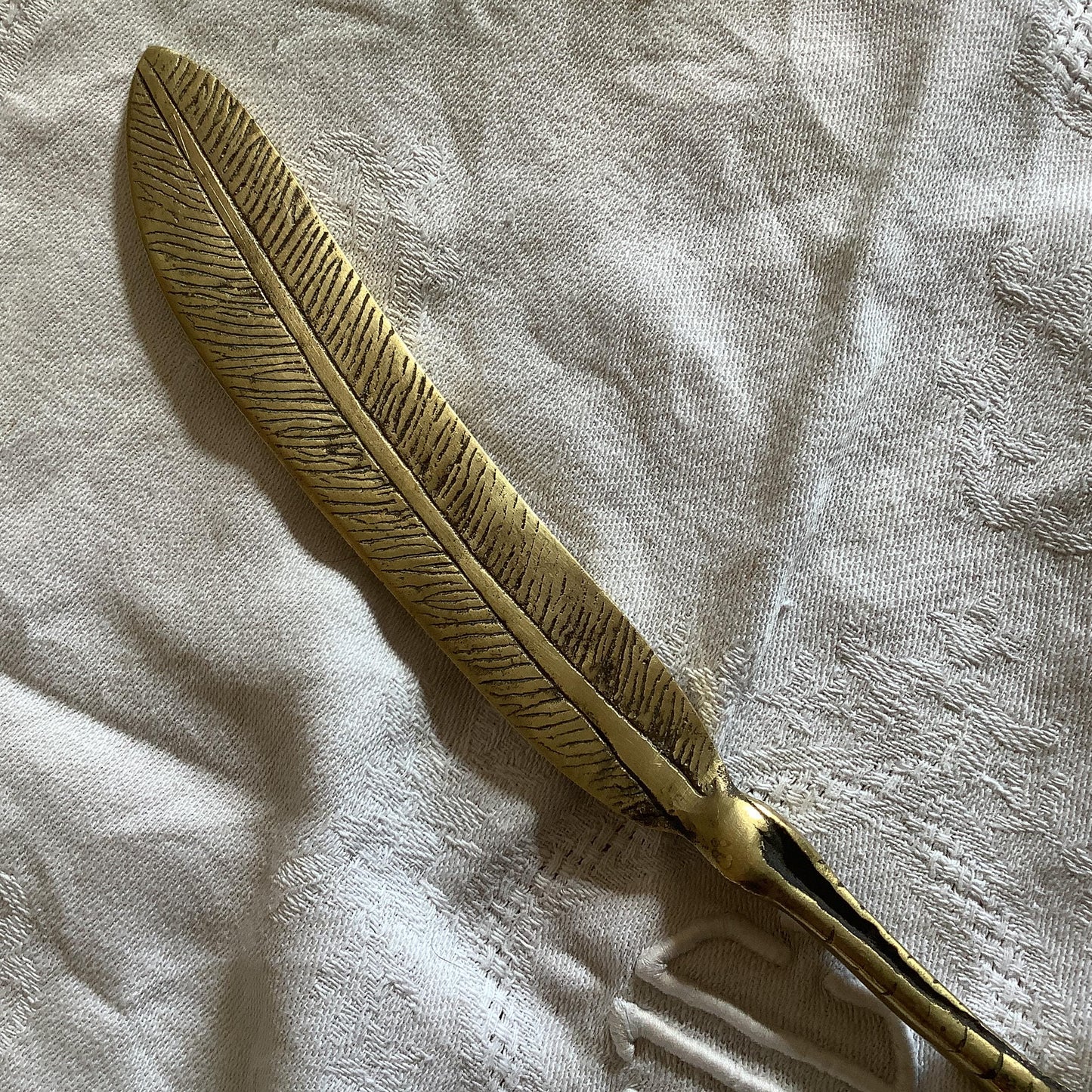 Vintage Antique 1930s Bronze Letter Opener Gothic Chicken Claw and Feather, made in France