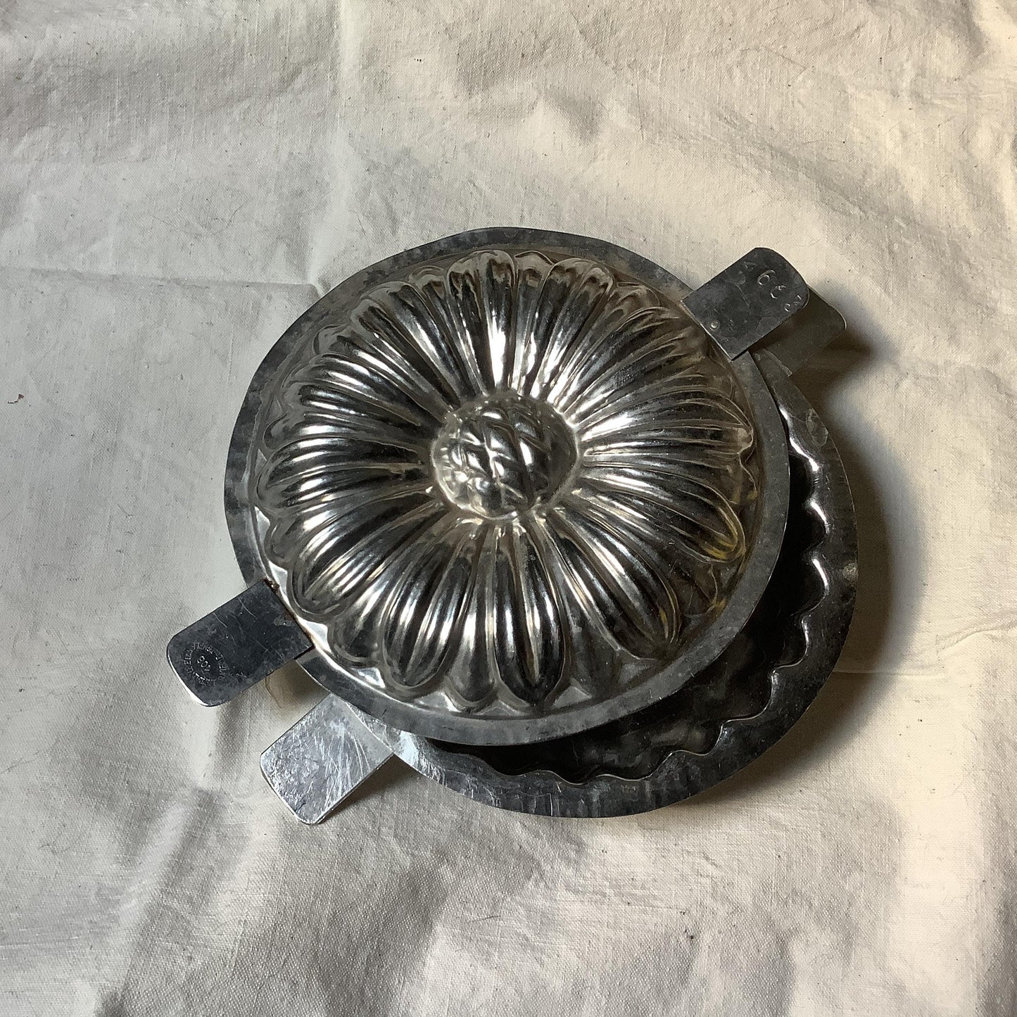 1950s  medium sized chocolate candy pie shaped mould / mold made in a France Easter professional mould by Matfer 12 cm inoxydable