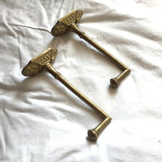 1920s French Brass Classical Curtain Tiebacks One pair made in France