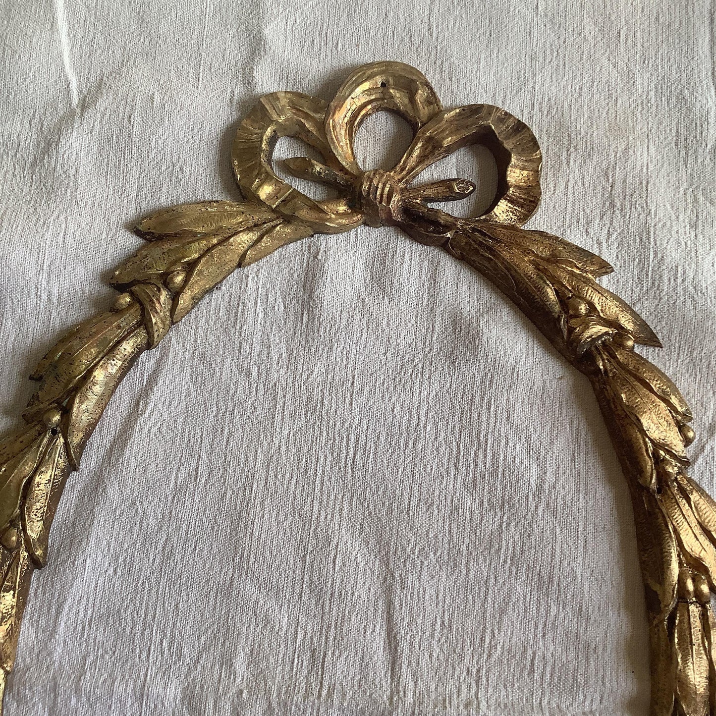 Antique French Brass Decorative Classical Hardware for Furniture 1900s Two  Pieces made in France Classical Leaves and Berries Oval pieces