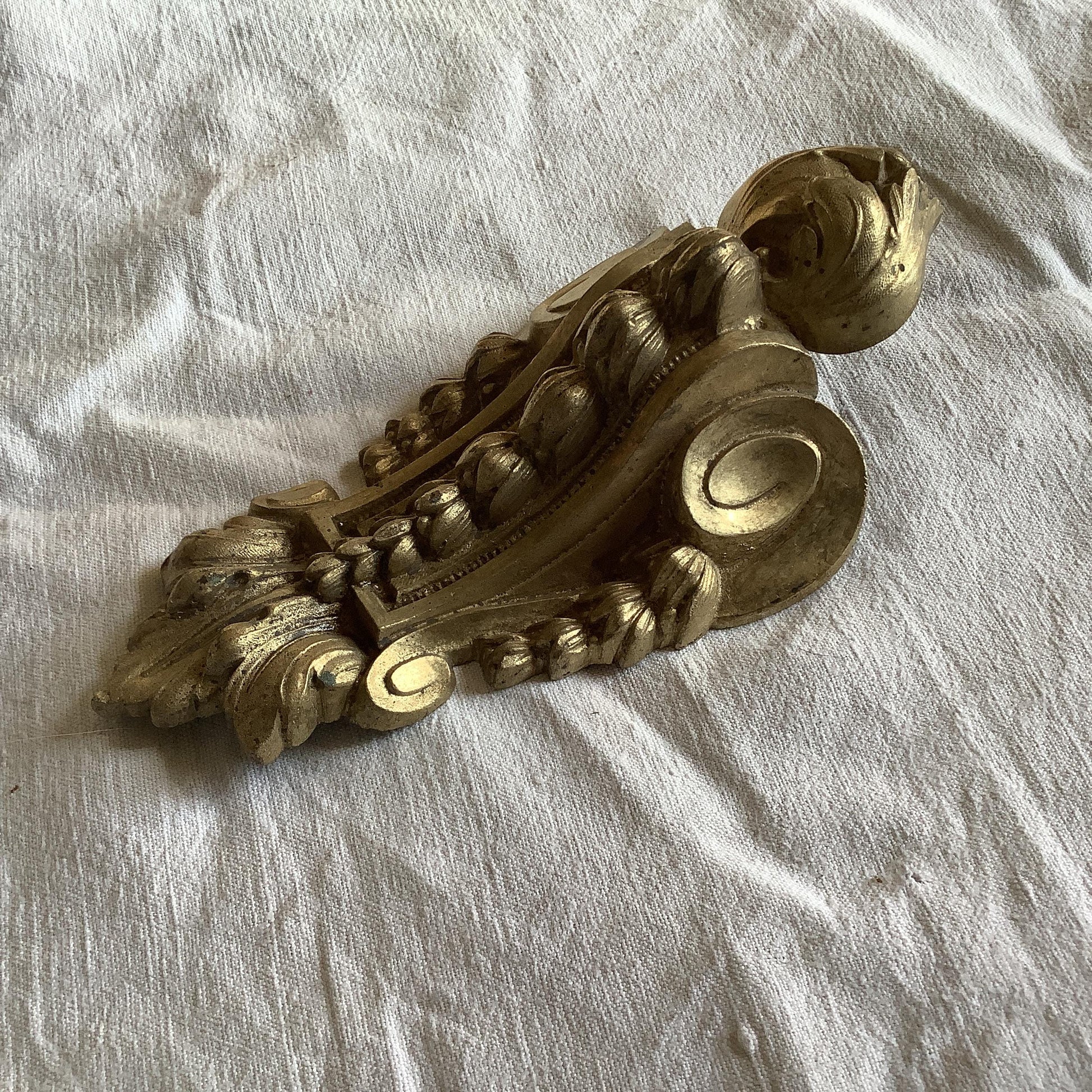 One Large Antique Brass Picture Hook Cover / Mount - 1800's Elaborate Made in France Heavy cast Ormolu