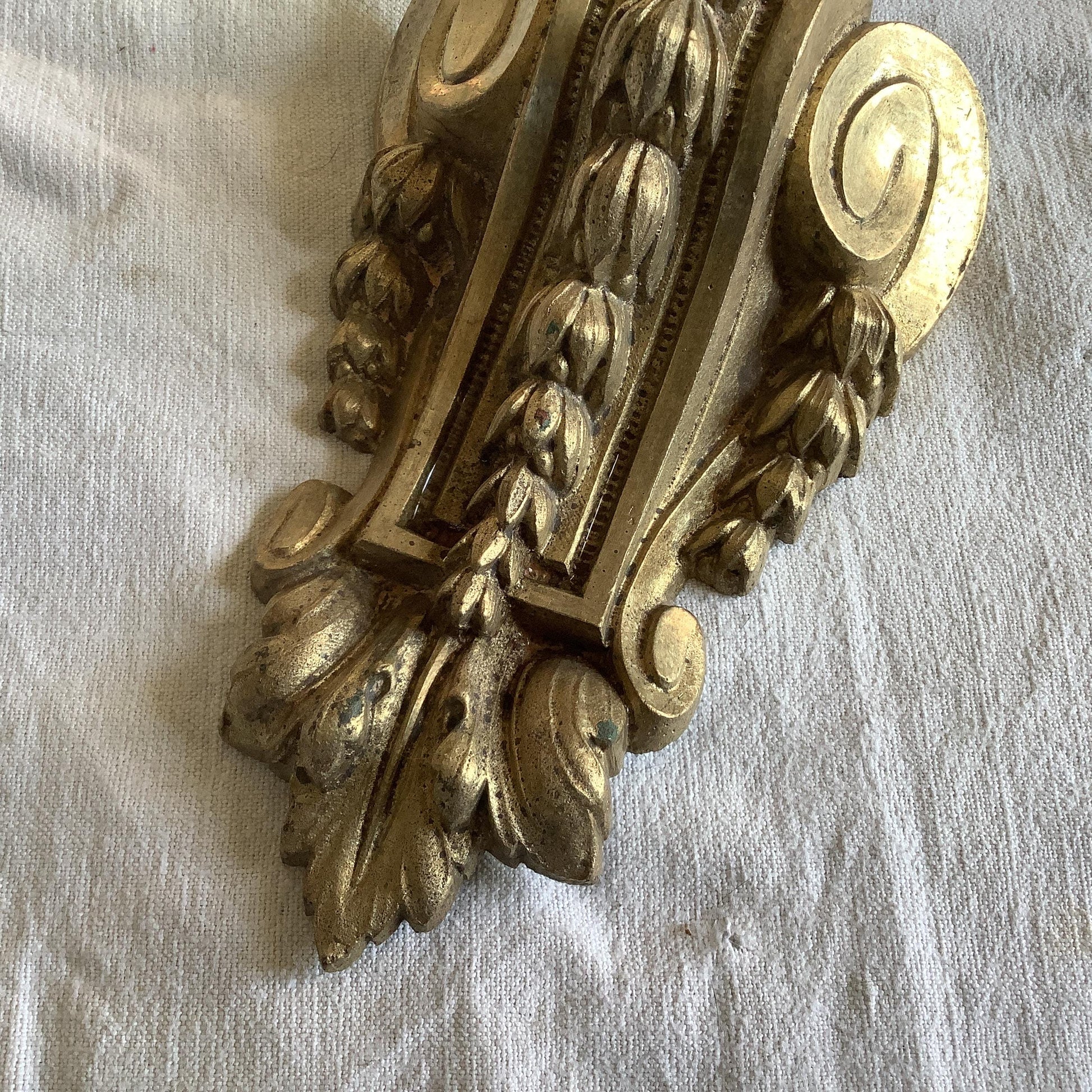 One Large Antique Brass Picture Hook Cover / Mount - 1800's Elaborate Made in France Heavy cast Ormolu