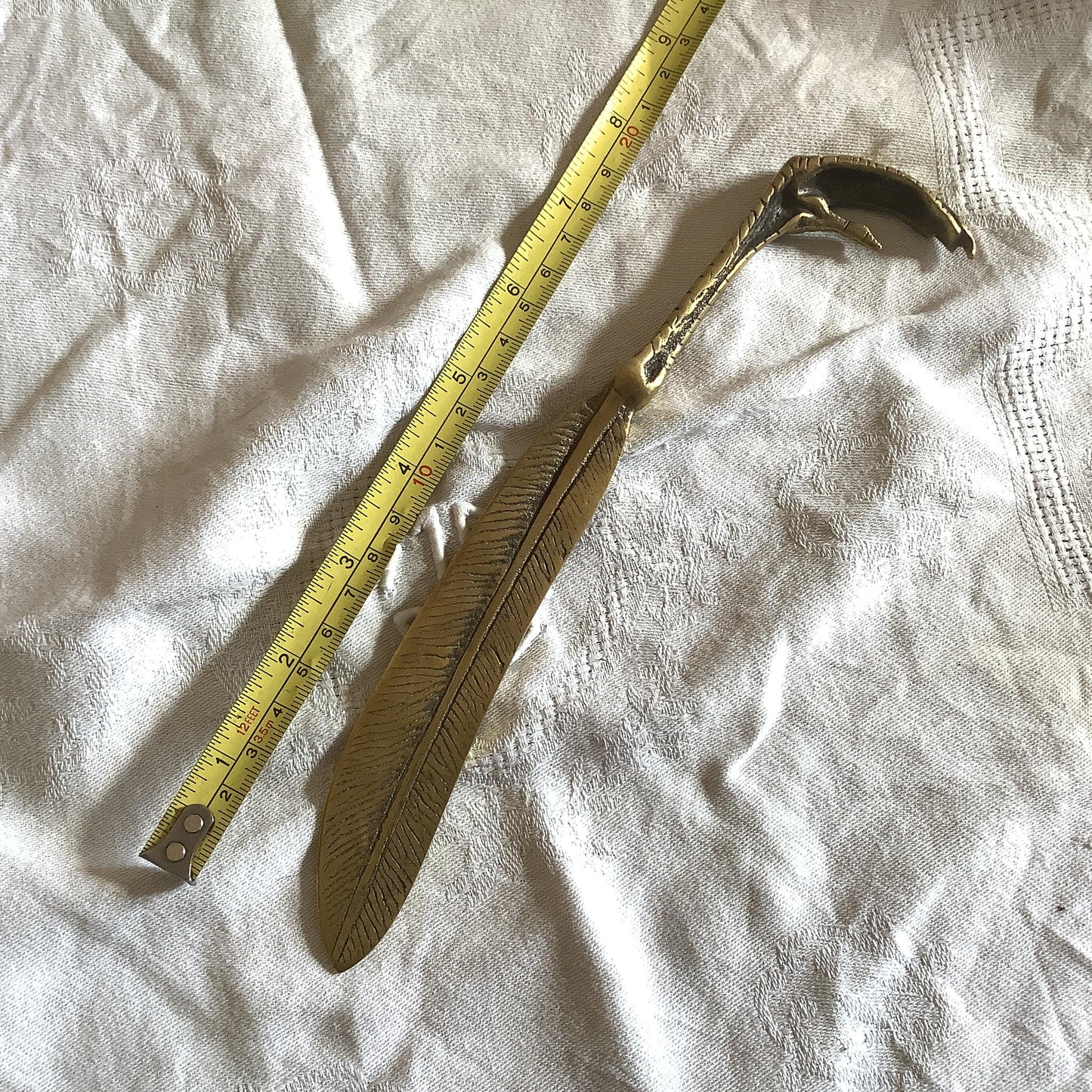 Vintage Antique 1930s Bronze Letter Opener Gothic Chicken Claw and Feather, made in France