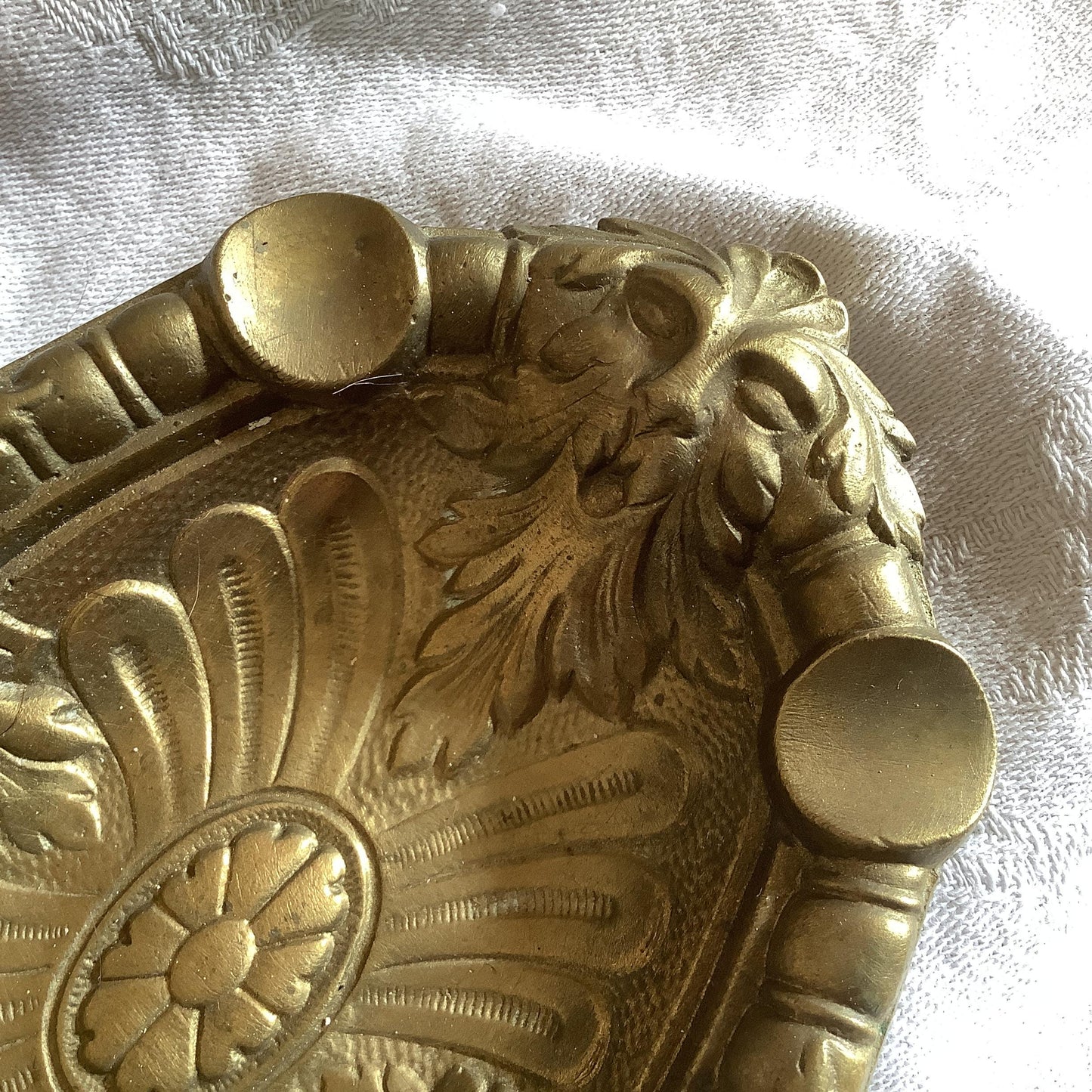 1920s Antique Brass Art Nouvea Pin Tray Made in France Green Man