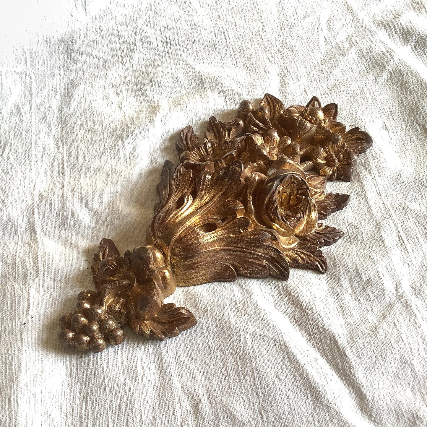 One Large Antique Brass Picture Hook Cover / Mount - 1800's Elaborate Made in France Heavy cast Ormolu