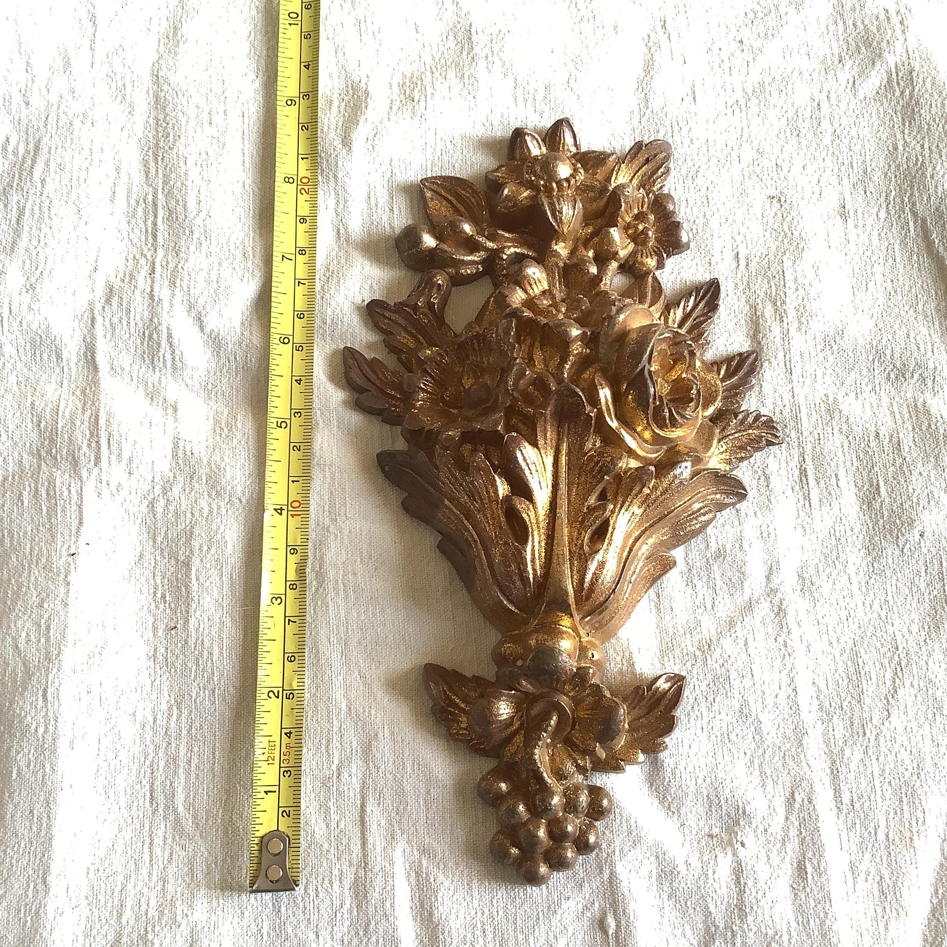 One Large Antique Brass Picture Hook Cover / Mount - 1800's Elaborate Made in France Heavy cast Ormolu