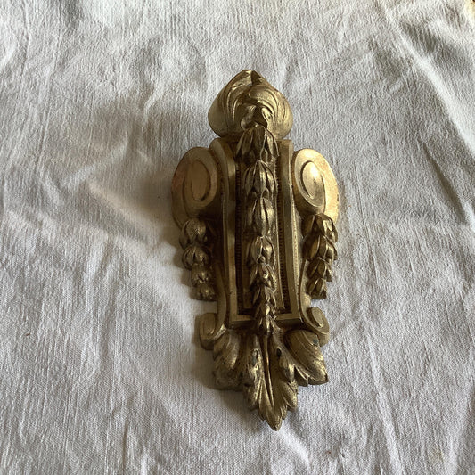 One Large Antique Brass Picture Hook Cover / Mount - 1800's Elaborate Made in France Heavy cast Ormolu