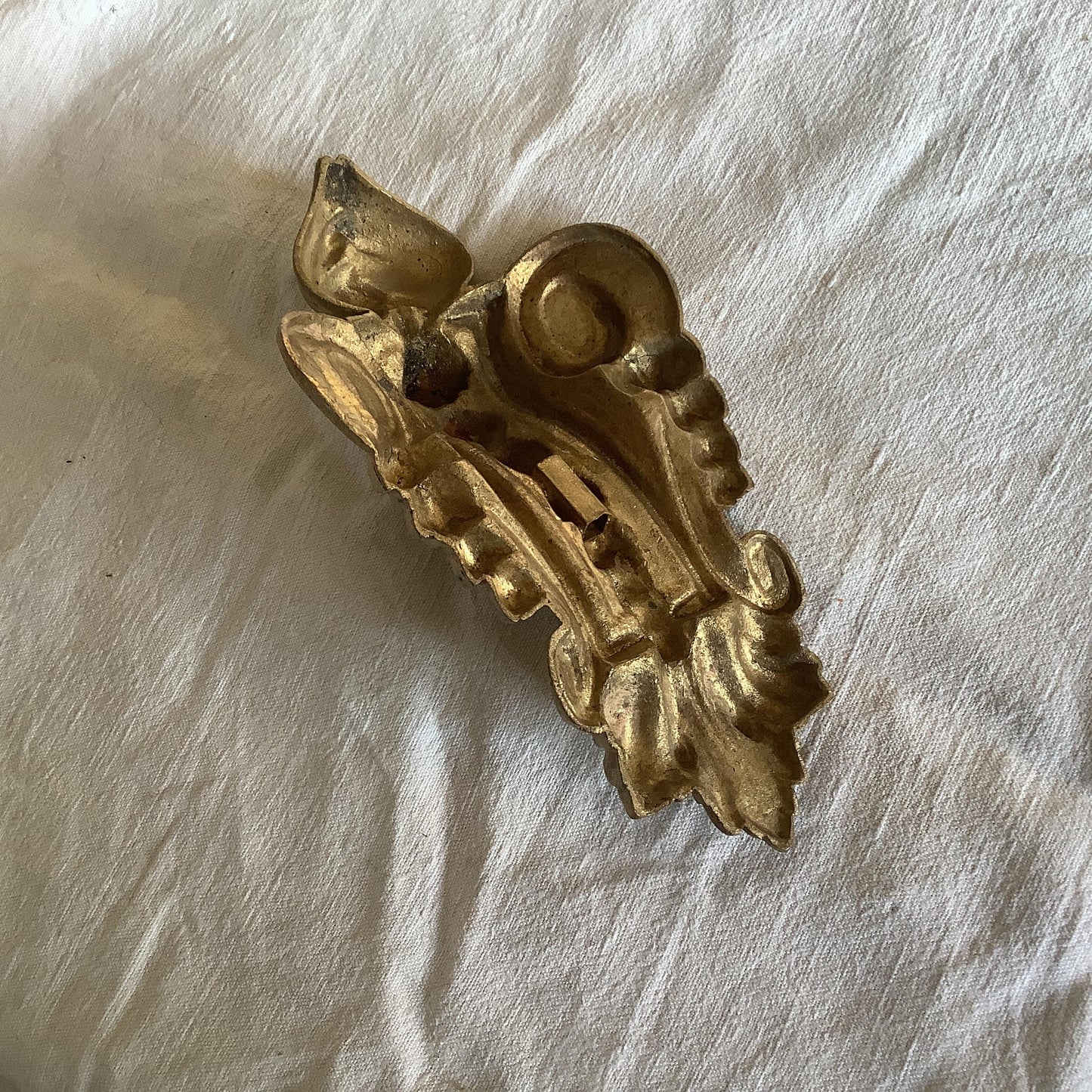 One Large Antique Brass Picture Hook Cover / Mount - 1800's Elaborate Made in France Heavy cast Ormolu