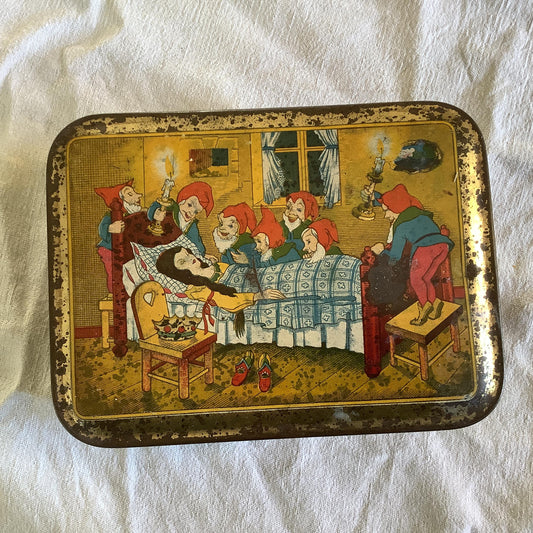 Vintage 1920s Tin Box ‘Made in France’ Snow White and the Seven Dwarves, Damoiseau.