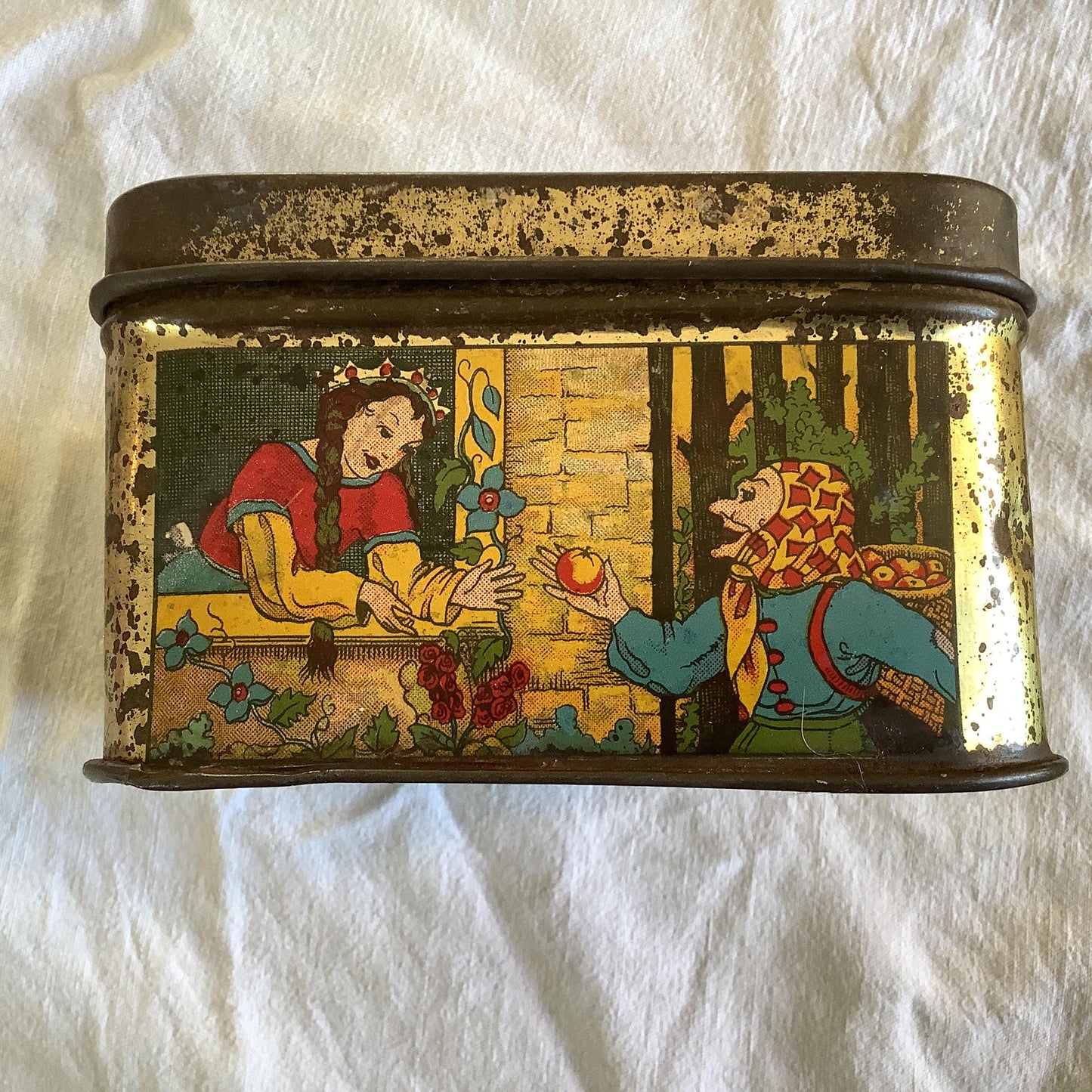 Vintage 1920s Tin Box ‘Made in France’ Snow White and the Seven Dwarves, Damoiseau.