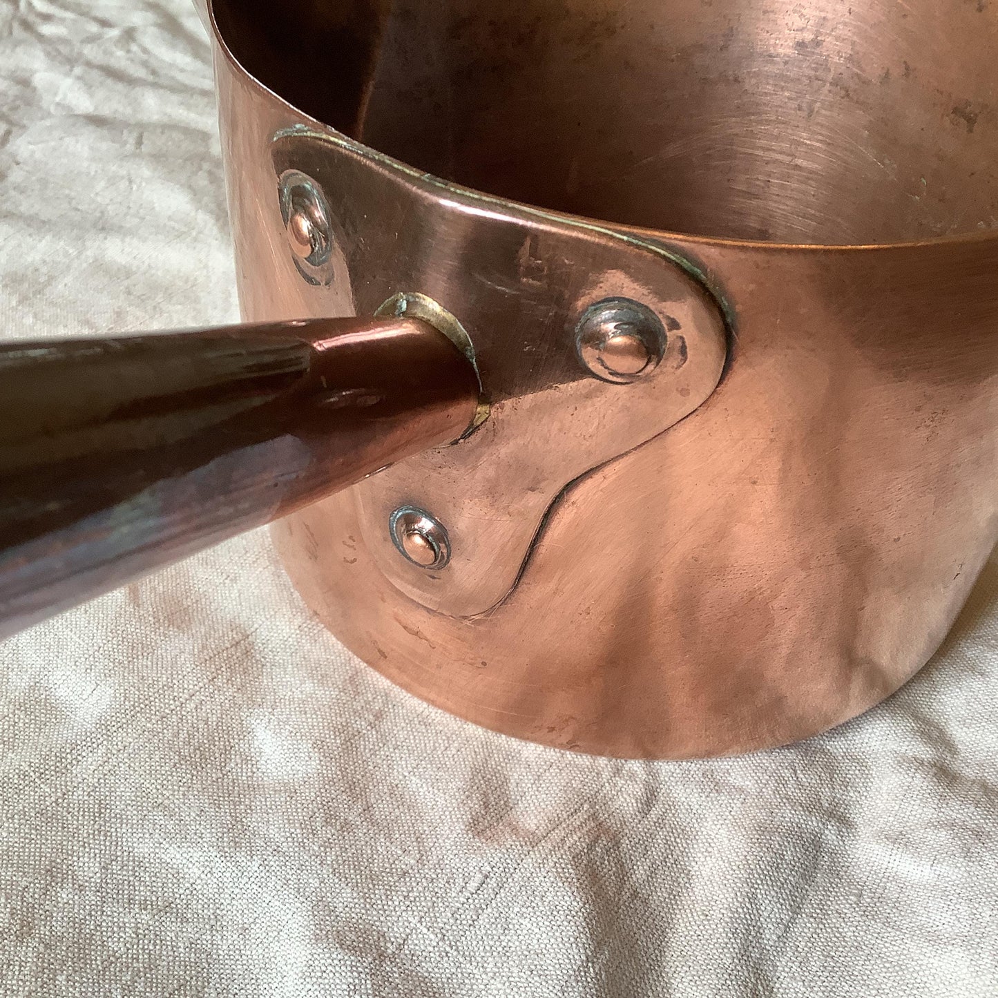 Antique Copper Sugar Pan / Pot Made in France  1900 700 grams Unlined