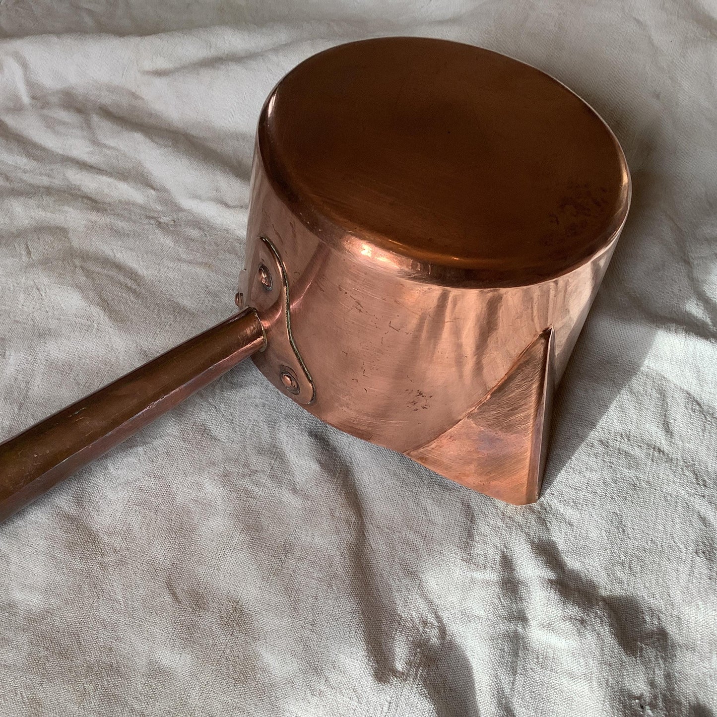 Antique Copper Sugar Pan / Pot Made in France  1900 700 grams Unlined