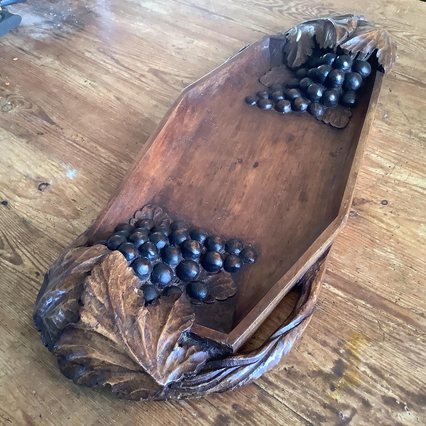 Vintage 1920s Wood Bread Board Platter Made in France beautiful condition signed by A. Noel