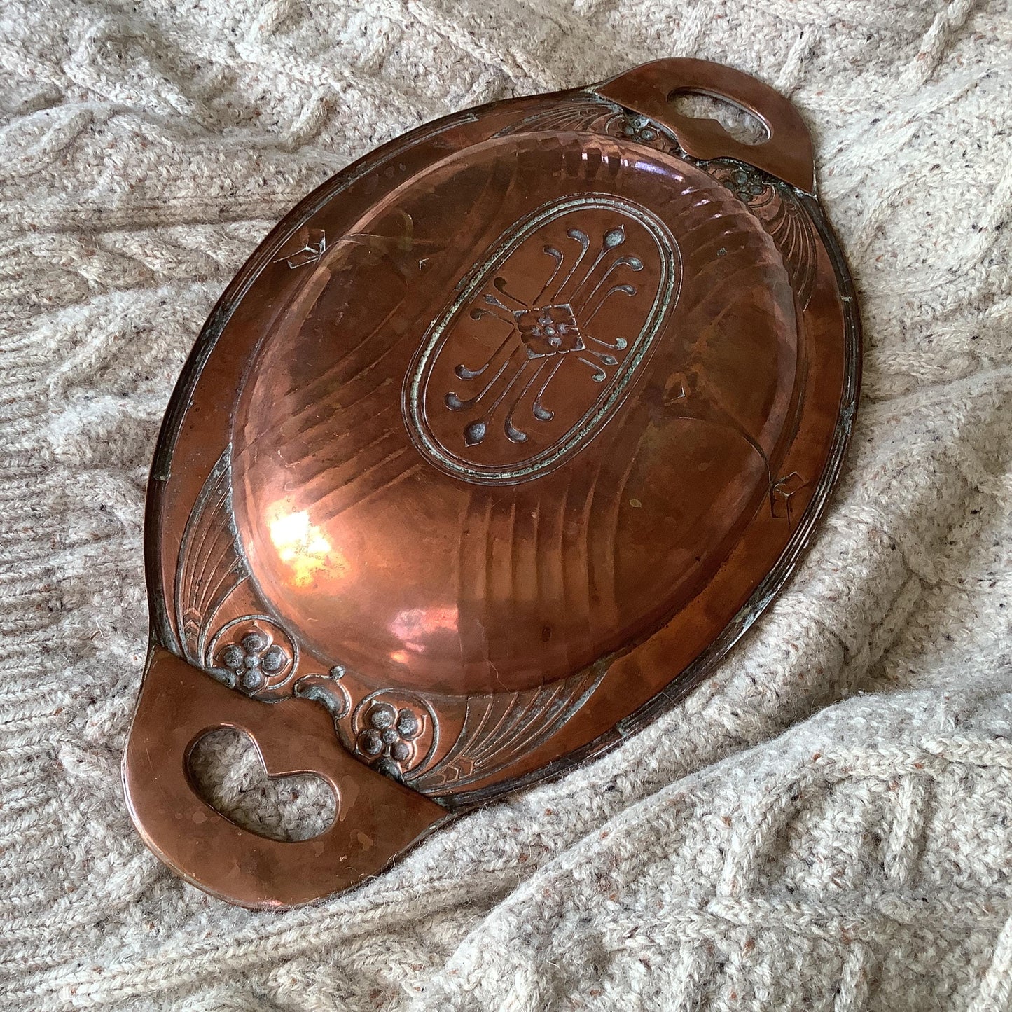 Copper Art Deco Platter  / Plate , Made in France Used, Found at Antique Fair in France