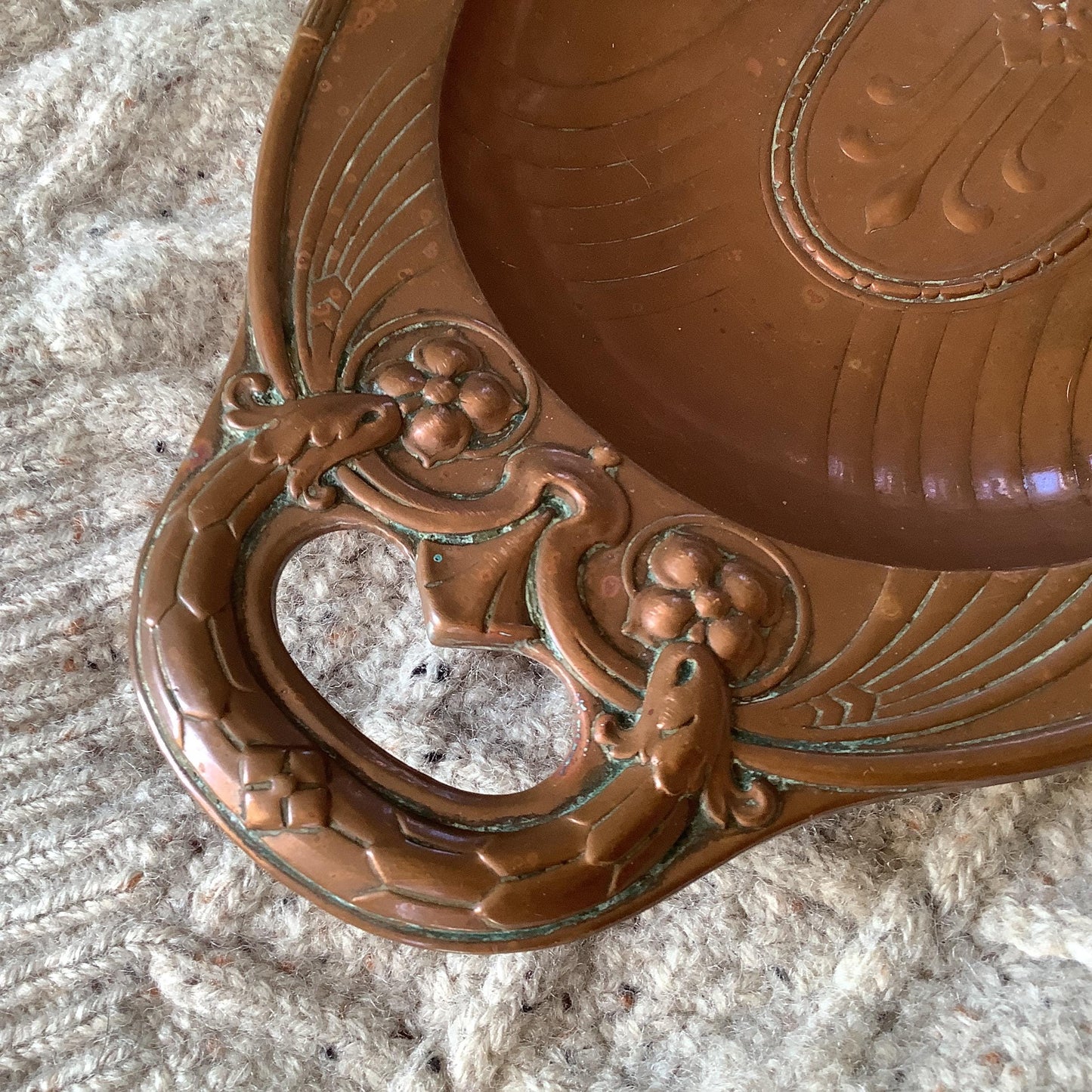 Copper Art Deco Platter  / Plate , Made in France Used, Found at Antique Fair in France