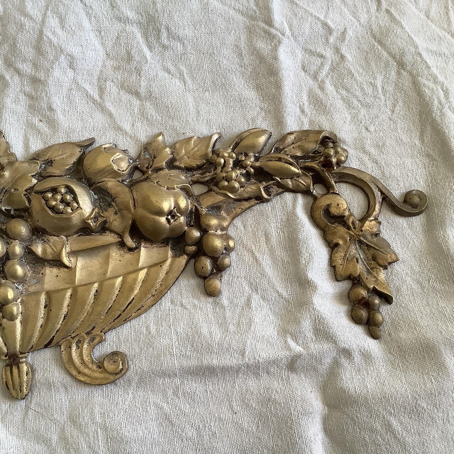 Antique French Brass Decorative Classical Hardware for Furniture 1900s One Piece made in France Classical Grecian bowl with fruit