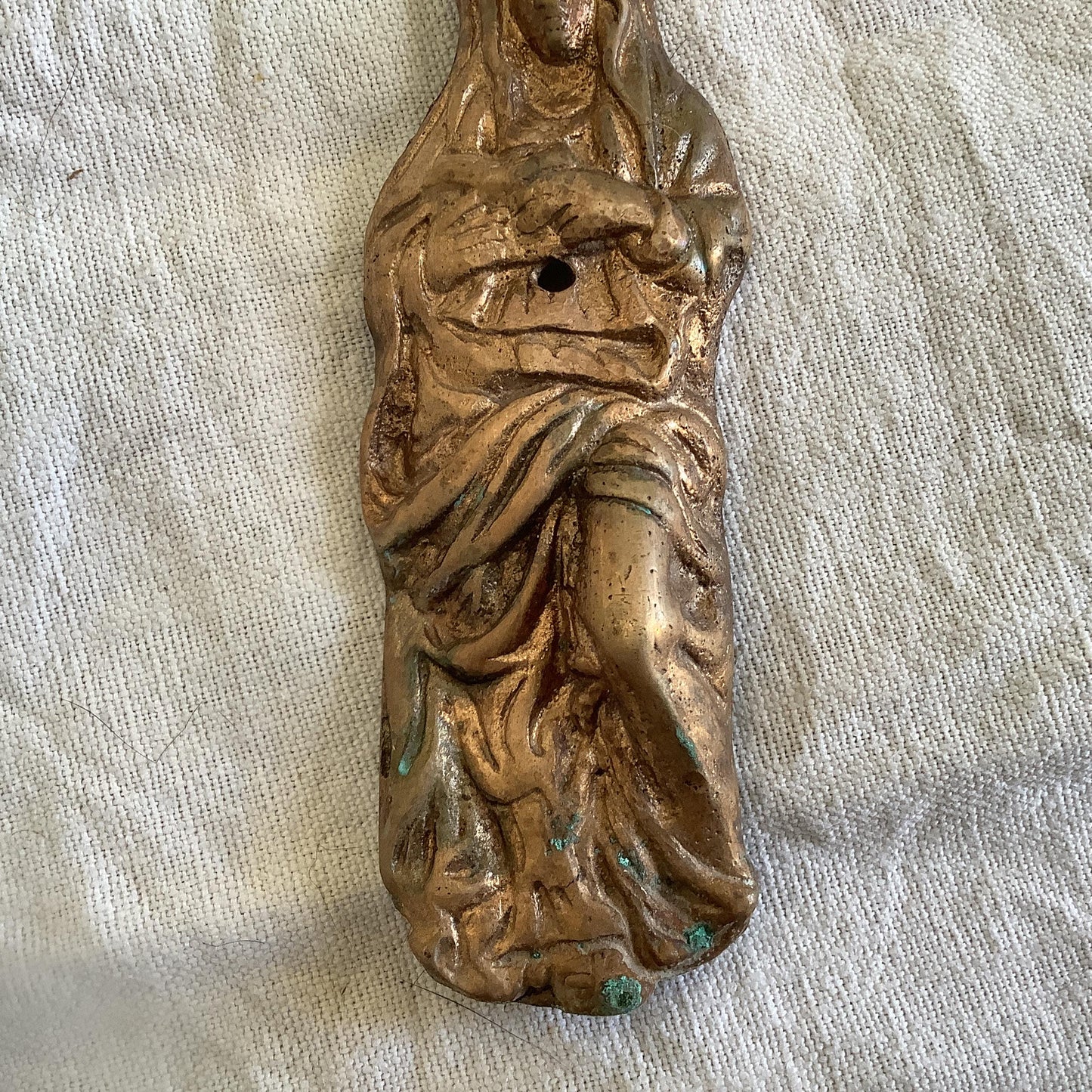 Antique French Petite Classical Ormolu Brass Decorative Vintage Hardware for Furniture 1900s One Piece “Virgin Mary” Made in France