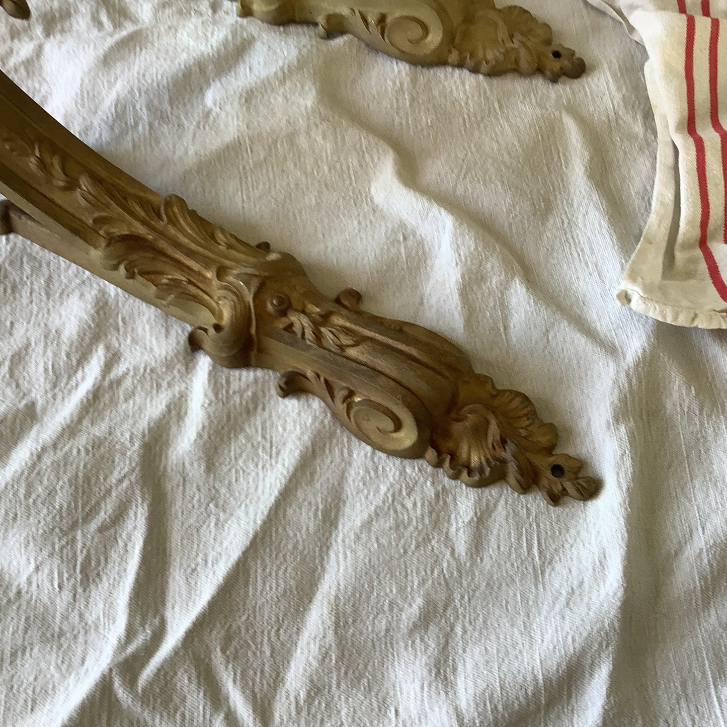 1900s Antique Chateau Sized one pair/ two pieces French Ormolu Gilded Curtain Pole holders 1900s Made in France