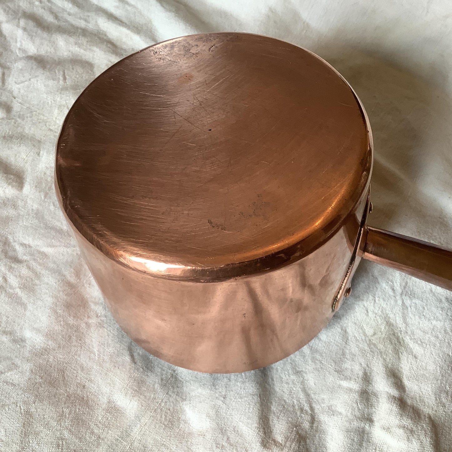 Antique Copper Sugar Pan / Pot Made in France  1900 700 grams Unlined