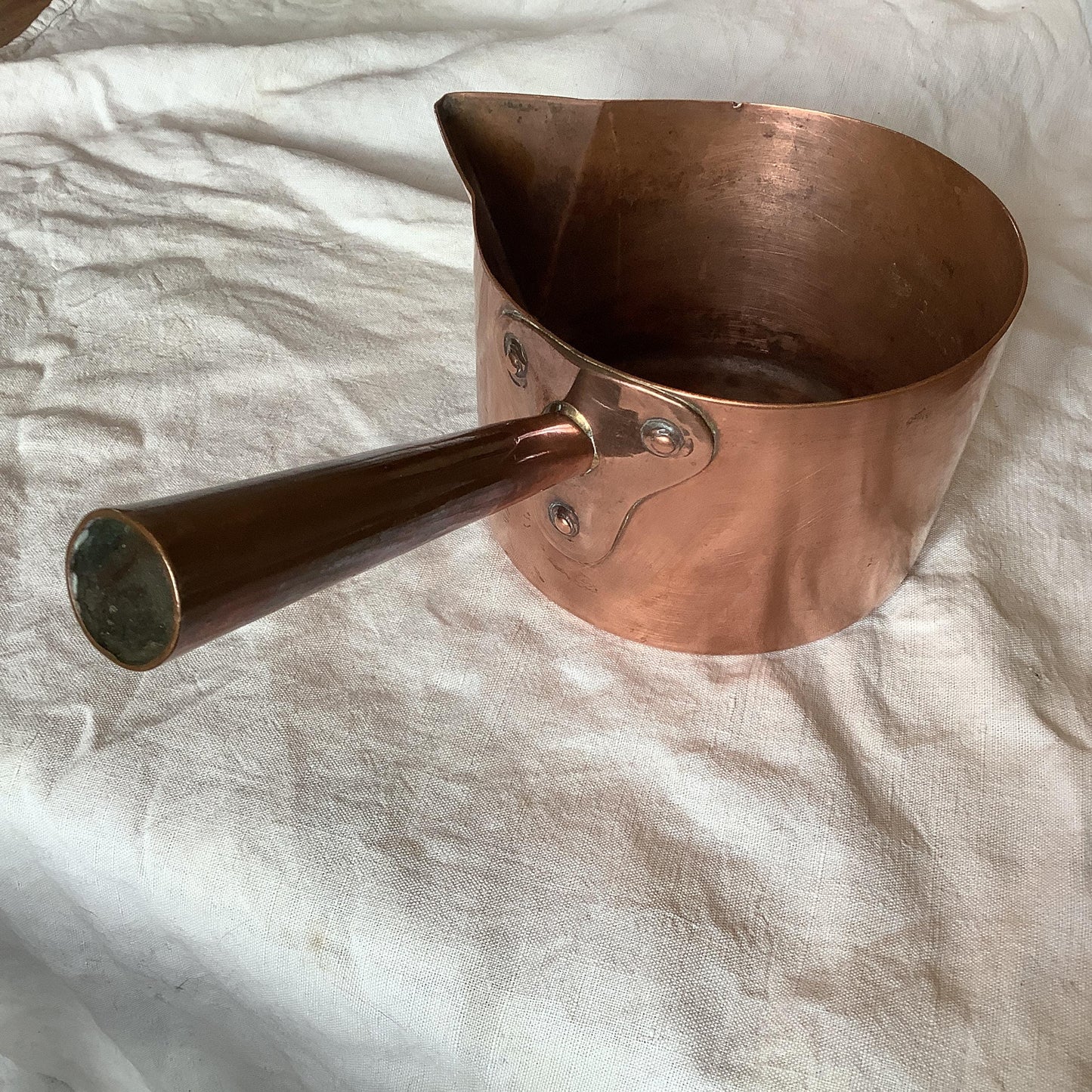 Antique Copper Sugar Pan / Pot Made in France  1900 700 grams Unlined