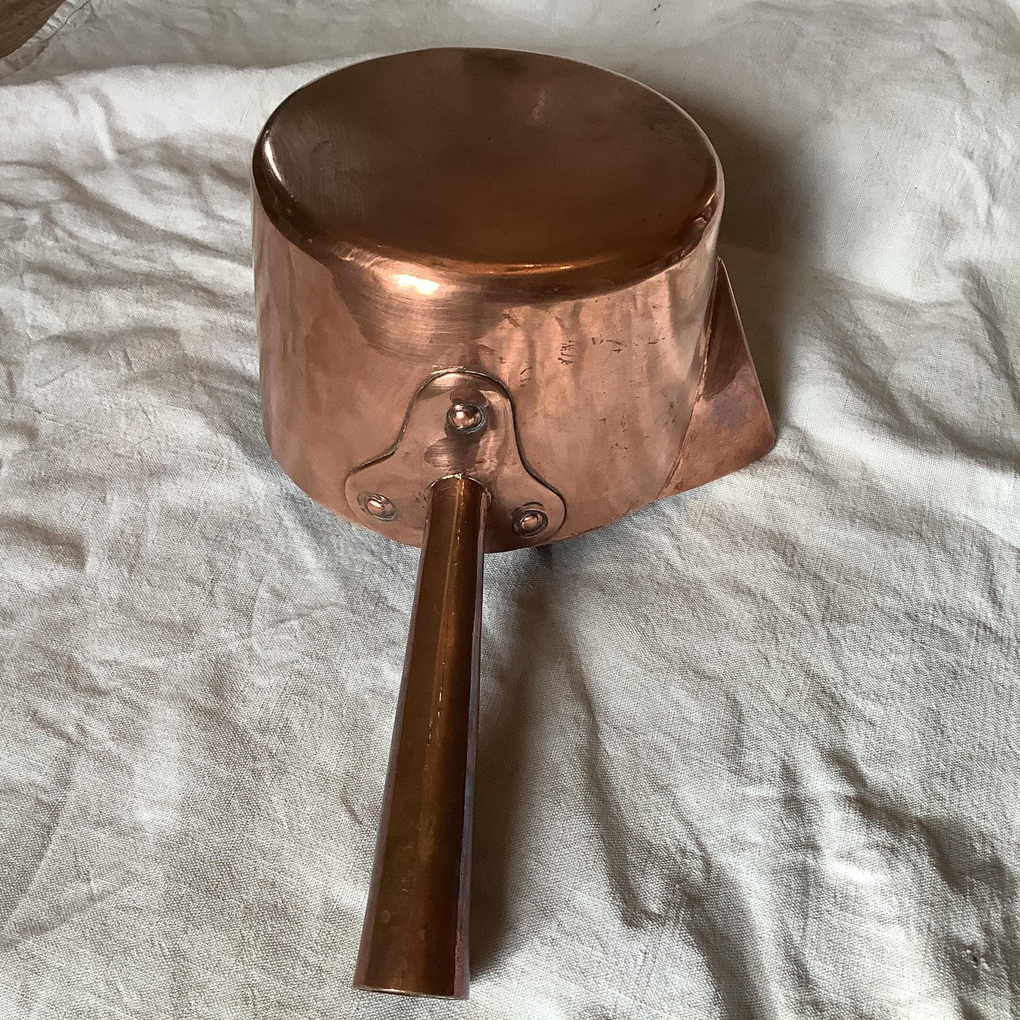 Antique Copper Sugar Pan / Pot Made in France  1900 700 grams Unlined