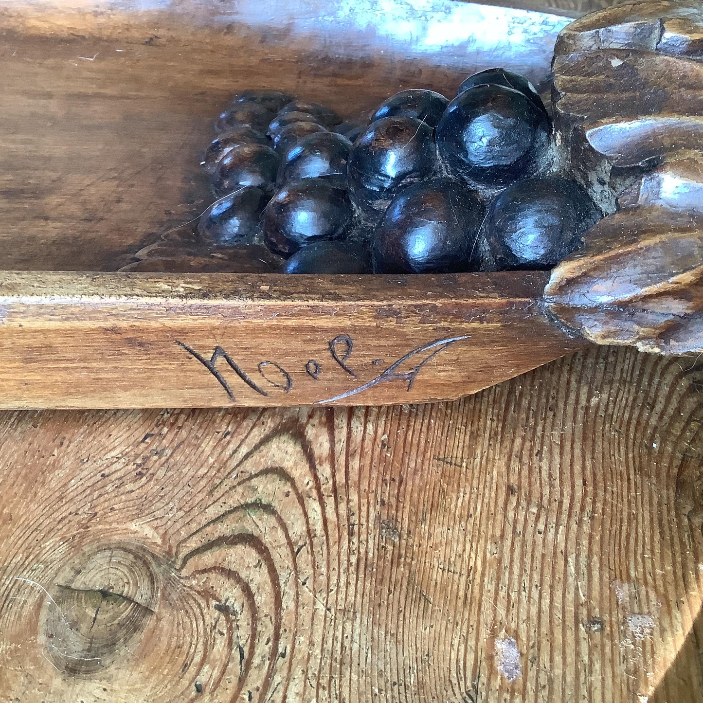 Vintage 1920s Wood Bread Board Platter Made in France beautiful condition signed by A. Noel