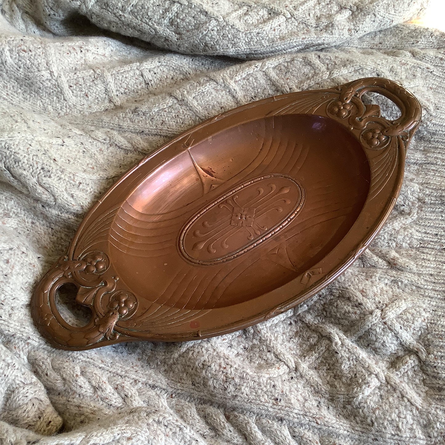 Copper Art Deco Platter  / Plate , Made in France Used, Found at Antique Fair in France