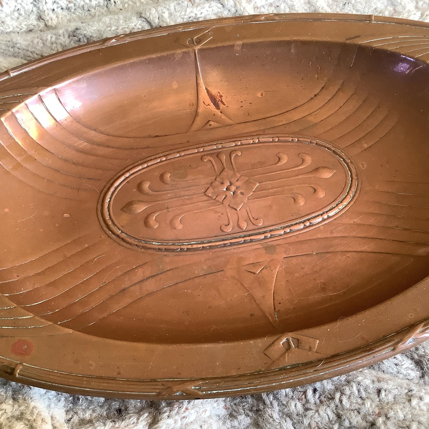 Copper Art Deco Platter  / Plate , Made in France Used, Found at Antique Fair in France